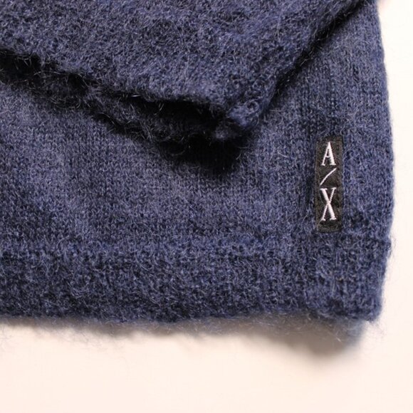 AX Armani Exchange Womens Small Blue Colorblock Mohair Nylon Crewneck Sweater - Picture 3 of 10